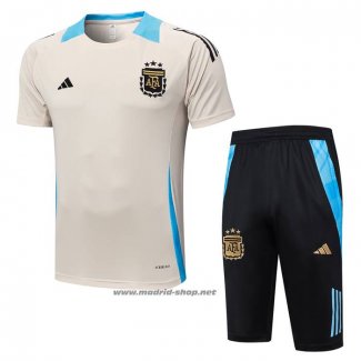 Chandal del Argentina Manga Corta 2024-2025 Amarillo - Pantalon Corto